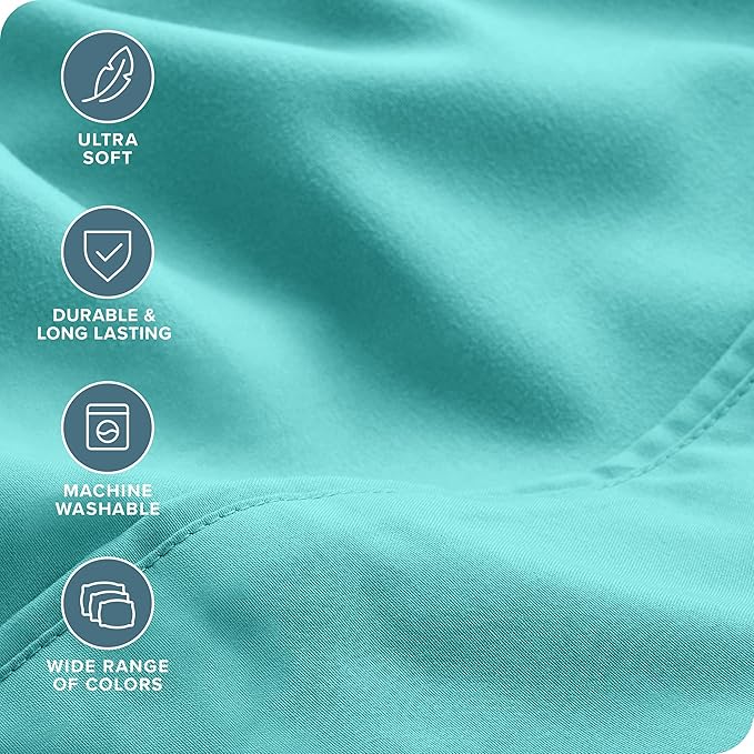 Bare Home Hotel Luxury Full XL Sheet Set, Extra Soft - 6 Piece Set - Deep Pockets - Easy Fit - Cooling & Breathable - Wrinkle, Fade, Stain Resistant - Includes 4 Pillowcases (Full XL, Turquoise)