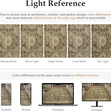 10x12 Brown Vintage Area Rug for Living Room Bedroom Large Distressed Rustic Carpet Non-Slip Low Pile Lightweight Vacuumable Soft Washable Throw Rug for Indoor Dining Room