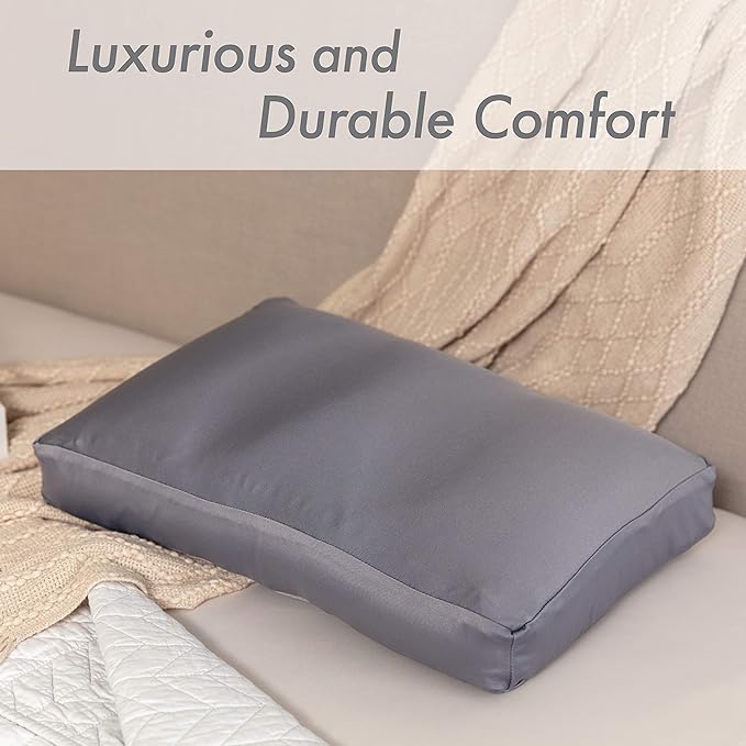 Cover Only for Premium Microbead Bed Pillow, Medium Extra Smooth - Ultra Comfortable Sleep with Silk Like Anti Aging Cover 85% Spandex/ 15% Nylon Breathable, Cooling Dark Grey
