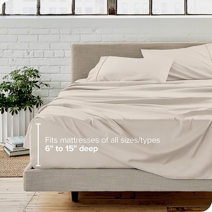 Bare Home Full XL Sheet Set - Luxury 1800 Ultra-Soft Microfiber Full Extra Long Bed Sheets - Double Brushed - Deep Pockets - Easy Fit - 4 Piece Set - Bedding Sheets & Pillowcases (Full XL, Wheat) BareHome