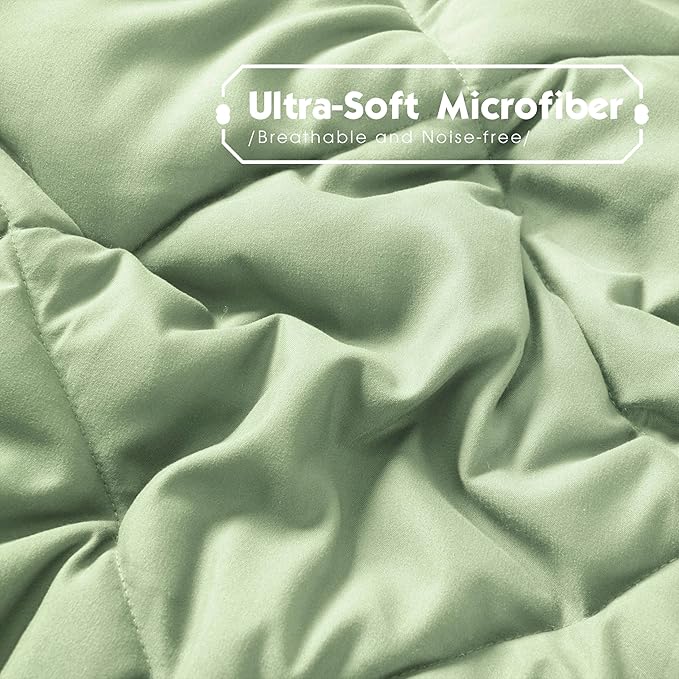 HIG 3pc Sage Green Twin/Twin XL Comforter Set - All Season Reversible Down Alternative Comforter with Sham - Quilted Duvet Insert with Corner Tabs - Diamond Stitched Blanket - Breathable, Soft, Fluffy