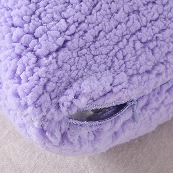 Reafort Ultra Soft Sherpa Body Pillow Cover/Case with Zipper Closure 21"x54" (21"x54" Body Pillow Cover, Lilac)