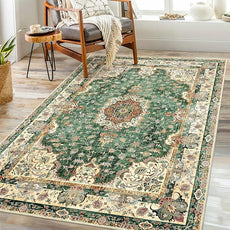 Green Rug 3'x5',Washable Area Rugs for Bedroom Living Room Kitchen Entryway Bedside,Small Boho Vintage Bohemian Distressed Oriental Non Slip Carpet,Retro Sage Floral