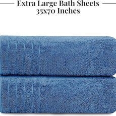Tens Towels Pack of 2 Extra Large Bath Sheets 35 x 70 Inches, 100% Cotton, Larger & Lighter Weight, Quicker to Dry, Super Soft & Absorbent, Oversized Bath Towels, Blue