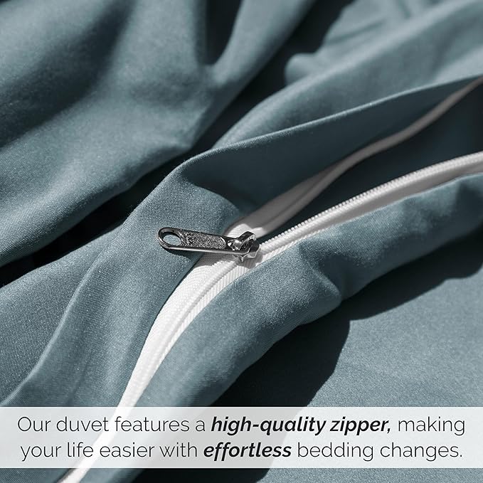 Southshore Fine Living, Inc. Premium Collection Oversized Twin Duvet Cover Bedding Set, Soft Steel Blue Duvet Cover Bedspread 2-Piece with Matching Sham (69 in Wide X 98 in Long), Steel Blue