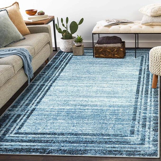 Lahome Abstract Area Rugs 5x7,Washable Modern Rugs for Living Room Non-Slip,Low-Pile Soft Rug Minimalist Bordered Floor Carpet for Bedroom Dining Room Entryway Indoor