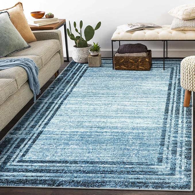 Lahome Abstract Area Rugs 5x7,Washable Modern Rugs for Living Room Non-Slip,Low-Pile Soft Rug Minimalist Bordered Floor Carpet for Bedroom Dining Room Entryway Indoor