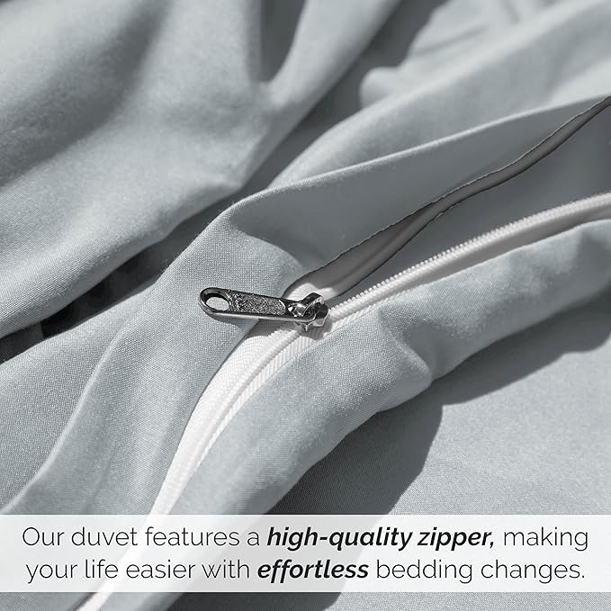 Southshore Fine Living, Inc. Premium Collection Oversized Twin Duvet Cover Bedding Set, Soft Steel Blue Duvet Cover Bedspread 2-Piece with Matching Sham (69 in Wide X 98 in Long), Light Blue