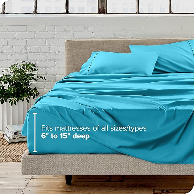 Bare Home Full Sheet Set - Luxury 1800 Ultra-Soft Microfiber Full Bed Sheets - Double Brushed - Deep Pockets - Easy Fit - 4 Piece Set - Bedding Sheets & Pillowcases (Full, Aqua) BareHome