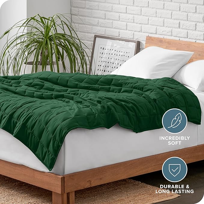 Bare Home Weighted Blanket King Size 25lb (80" x 87") for Adults - All-Natural 100% Cotton - Premium Heavy Blanket Nontoxic Glass Beads (Forest Green, 80"x87")