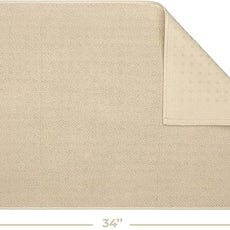 Cotton Paradise 100% Cotton Non Slip Bath Mats for Bathroom, 20x34 inch Soft Absorbent Quick Dry Machine Washable Floor Bath Mat, Beige Bath Rug