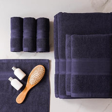 Luzia 8 Piece Bathroom Towel Set - 100% Turkish Cotton, Premium Quality - 2 Bath Towels 2 Hand Towels and 4 Washcloths (Navy Blue)