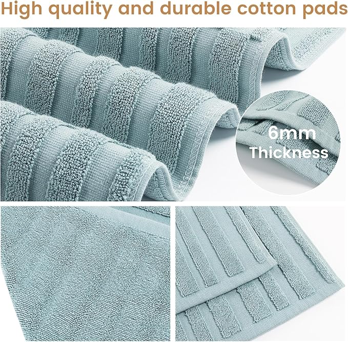SEMAXE Bath Mat for Bathroom 2-Pack, 100% Cotton Non-Slip Mats [Not a Bathroom Rug], Super Absorbent and Soft Floor Towels, Machine Washable Shower Foot Towels, Aqua Blue