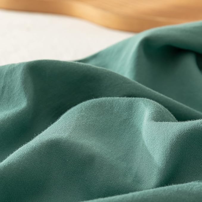HeimenAogo Egyptian Cotton Duvet Cover Set Queen Size, Ultra Soft and Breathable Comforter Cover with Zipper Closure, High Thread Long Staple Cotton Blanket Cover 3 Pcs (90"×90"), Oil-Blue