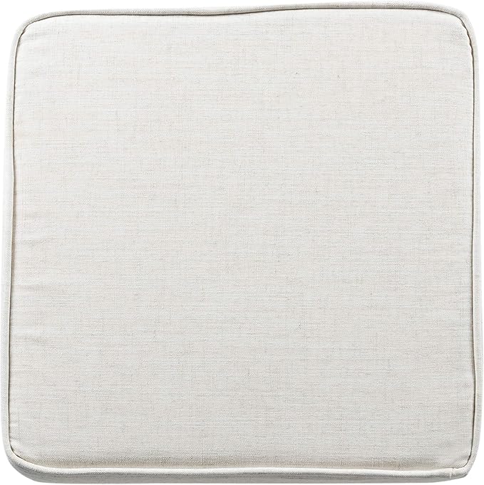 Homepop Home Decor | K7342-F2067 | Classic Square Storage Ottoman with Lift Off Lid | Ottoman with Storage for Living Room & Bedroom, Cream Woven