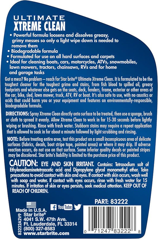 STAR BRITE Ultimate Xtreme Clean - High-Performance All-Surface Cleaner Degreaser, Ideal for Aluminum, Fiberglass, Plastic, Chrome, Stainless, Leather, and Rubber Surfaces