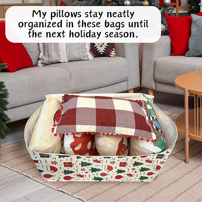 VENO 6 Pack Moving Bags and Large Christmas Decoration Storage Bins with lids. Alternative to Moving Boxes, Packing Supplies for College. Heavy Duty Totes (Jingle Mix, 6 Pack)