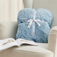 Bedsure GentleSoft Fluffy Light Blue Blankets Queen Size for Bed, Thick Sherpa Faux Fur Fleece Fuzzy Plush Winter Warm Soft Full Queen Blankets, Bedroom Decor Blue Cozy Gifts for Women Men, 90x90