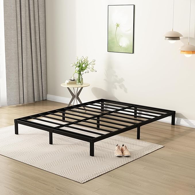 7 Inch King Bed Frame Heavy Duty Low Profile Metal Platform No Box Spring Needed Mattress Foundation, Easy to Assembly, Noise Free, Black