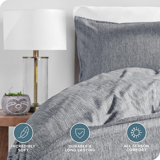 Bare Home Bedding Duvet Cover Full Size - Premium 1800 Super Soft Collection - Lightweight, Duvet Cover - Soft Textured Bedding (Full, Heathered Charcoal)