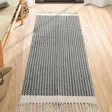 Lahome Boho Bathroom Runner Rug, 2x5 Laundry Room Washable Rugs for Entryway Cotton Grey Area Mat with Tassels, Farmhouse Throw Mats Non Shedding Carpet Runner for Hallway Door