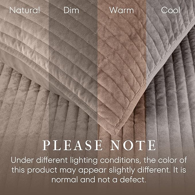 Wonderful Luxury Velvet Quilt - Striped Channel Stitch Apricot Beige Quilt Queen, Soft Velvet Lightweight Comforter, Pet-Friendly, Tear-resistant, Bedspread Coverlet Bedding Set for All Season,94"x94"