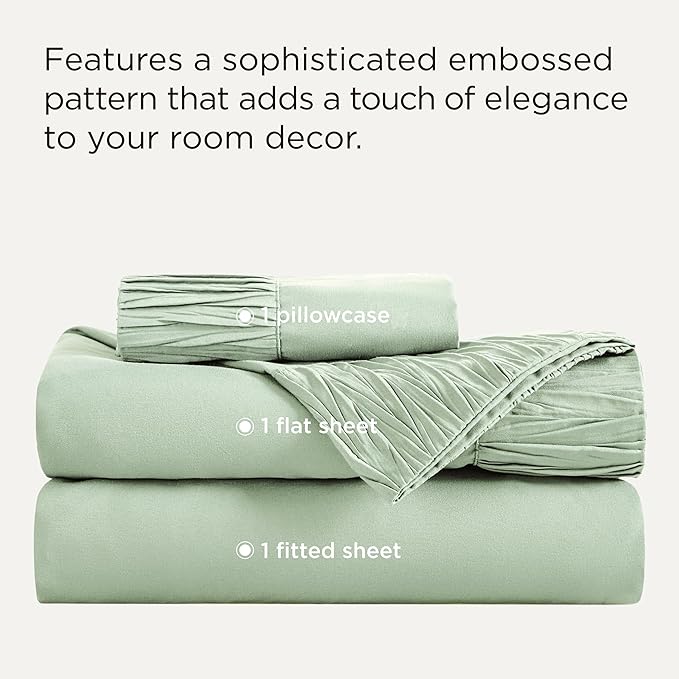 Bedsure Twin XL Sheet Sets Dorm Bedding - 3 Pieces Soft Extra Long Twin Sheets, Hotel Luxury, Easy Care Microfiber for Women, Men, Sage Green