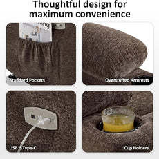 MCombo Power Lift Recliner Chair with Extended Footrest for Elderly People, Fabric 7281 (Brown, Small)