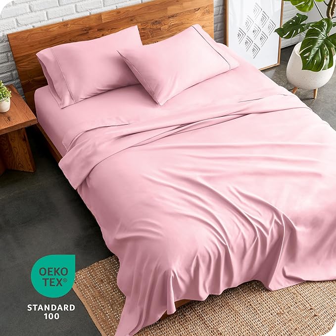 Bare Home Twin Sheet Set - 1800 Ultra-Soft Microfiber Twin Bed Sheets - Double Brushed - Deep Pockets - Easy Fit - Extra Soft - 3 Piece Set - Bedding Sheets & Pillowcases (Twin, Light Pink) BareHome