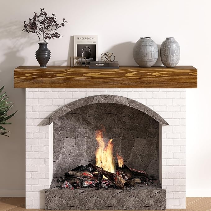 Dreamland Fireplace Mantel - Wall-Mounted Mantles for Over Fireplace - Farmhouse Fireplace Mantle Shelves - Handcrafted Wood Fireplace Mantels - Floating Fireplace Mantel 48 X 8 X 5 - Brown