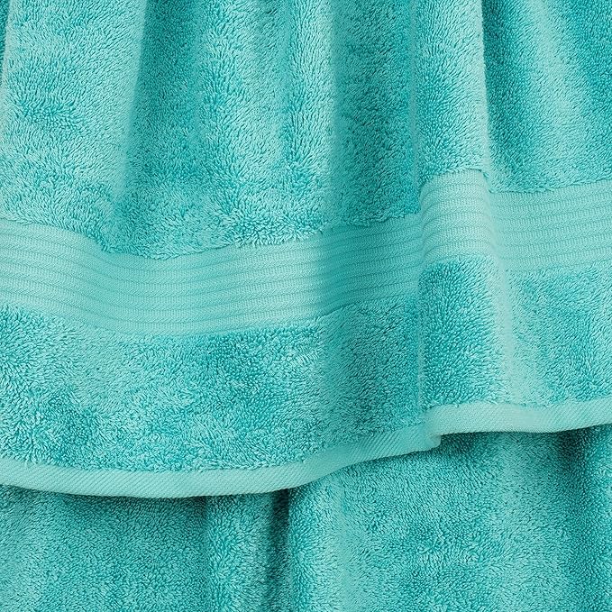 Cotton Paradise 100% Cotton Turkish Washcloth Set for Bathroom, 4 Piece Soft Absorbent Small Hand Face Towels Wash Rags, Turquoise