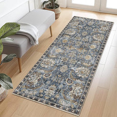 RUGSURE Washable Area Rugs - Perfect for Living Room, Bedroom, Kids Room, Nursery - Stain & Water Resistant Non-Slip, Pet & Child Friendly, Vintage Tribal Area Rugs (Navy, 2'6'' x 8')