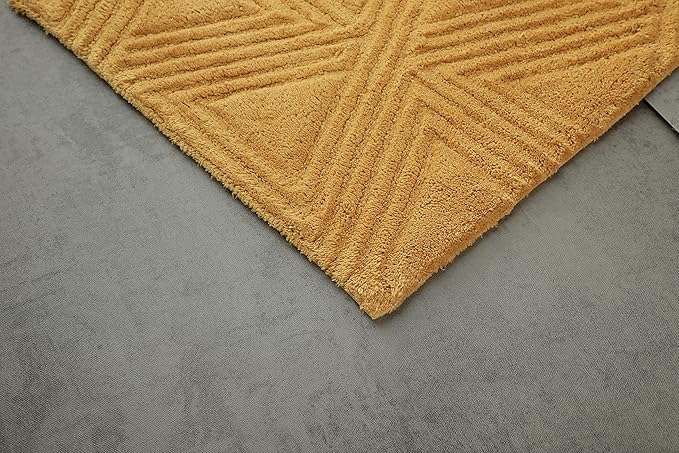 SHIKARA Organic Luxurious Organic Cotton Bath Rug, 32x20 Inch, Anti-Slip, Machine-Washable Bathmat Perfect for Tub & Shower, Toilet Floors, Door Rug Bath Mat (Yellow Ochre)