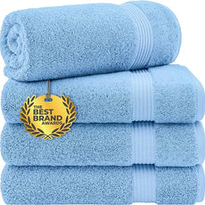 Cotton Paradise 4 Piece Turkish Bath Towels for Bathroom, 100% Cotton Extra Large Soft Plush Towels Bathroom Set, Sky Blue