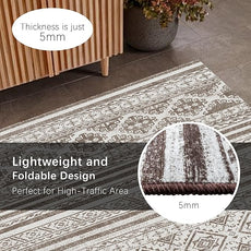 RUGSURE Washable Area Rugs 3' x 5 ' - 1/6 Thick - Moroccan-Inspired -Stain & Water Resistant Non-Slip - Resistant Rug for Living Room, Bedroom, Nursery, Pet & Child Friendly (Brown)