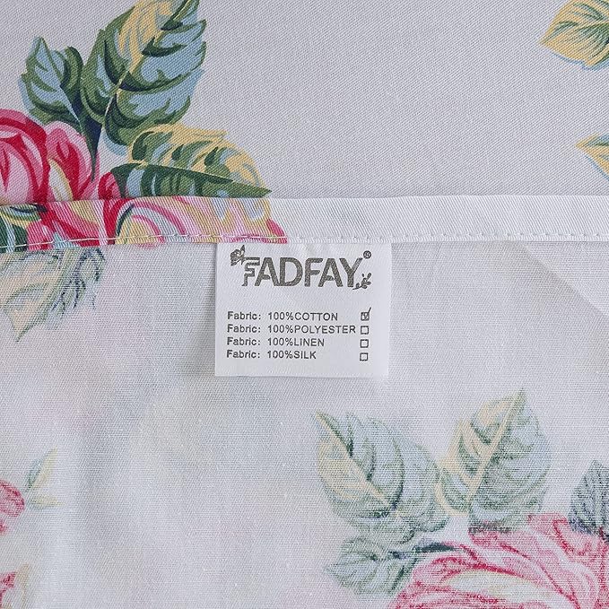 FADFAY Full Size Sheets Set - Pink Rose Floral Shabby Peony Flower Bed Sheet - Vintage Farmhouse 100% Cotton Ultra Soft Breathable Bedding With Deep Pocket Fitted Sheet, 4 Pieces