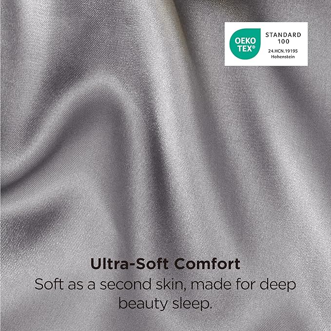 Bedsure King Size Satin Pillowcase Set of 2 - Dark Grey Pillow Covers for Hair and Skin with Envelope Closure, Similar to Silk Pillow Cases, Gifts for Women Men, 20x36 Inches, 2pcs
