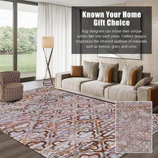 RUGSURE Washable Area Rugs, 3' x 5 ' - 1/6 Thick - Stain & Water Resistant Non-Slip - Perfect Resistant Rug for Living Room, Bedroom, Nursery, Pet & Child Friendly, Vibrant Colors Rugs, Purple