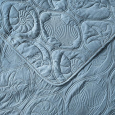 Pure Bedding Quilt Set Full/Queen Size Ash Blue - Oversized Bedspread - Soft Microfiber Coverlet for All Season - Includes 1 Quilt and 2 Shams, Ocean Star Pattern