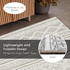 RUGSURE Washable Area Rugs 9' x 12' - 1/6 Thick - Moroccan-Inspired -Stain & Water Resistant Non-Slip - Resistant Rug for Living Room, Bedroom, Nursery, Pet & Child Friendly (Grey)