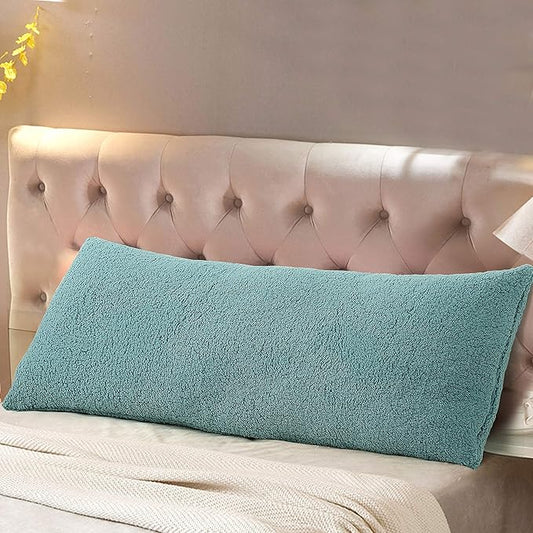 Reafort Ultra Soft Sherpa Body Pillow Cover/Case with Zipper Closure 21"x54" (21"x54" Body Pillow Cover, Blue)