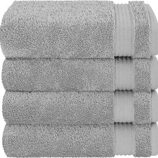 Cotton Paradise Hand Towels for Bathroom, 100% Cotton Turkish 4 Piece Hand Towel Set, Soft Absorbent Face Towels, Light Gray Hand Towels