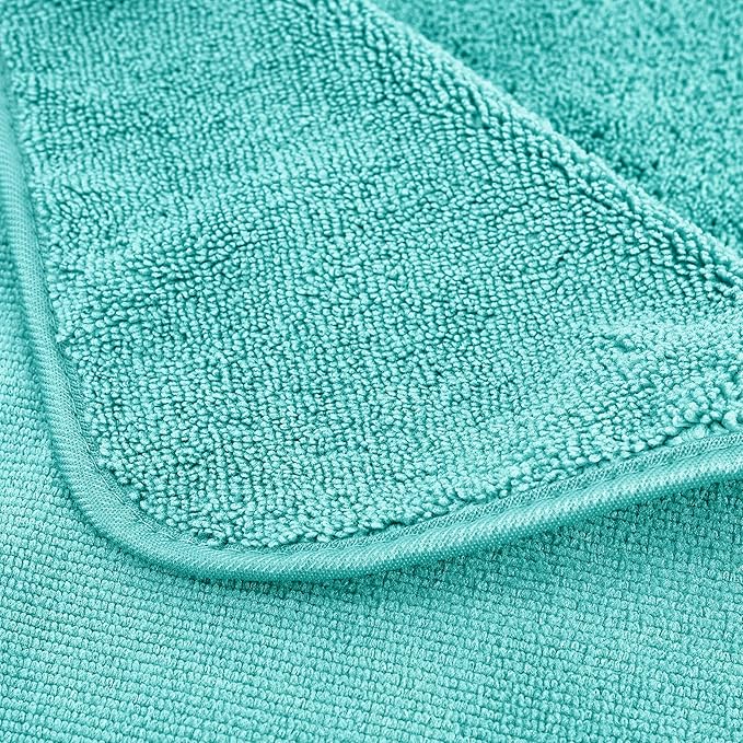 POLYTE Microfiber Quick Dry Lint Free Bath Towel, 57 x 30 in, Pack of 4 (Aqua)