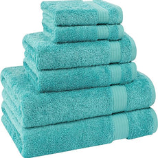 Cotton Paradise 6 Piece Towel Set 100% Cotton Soft Absorbent Turkish Towels for Bathroom 2 Bath Towels 2 Hand Towels 2 Washcloths, Turquoise Towel Set