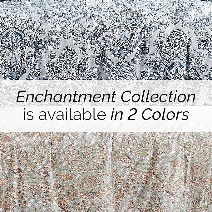 Southshore Fine Living, Inc. Paisley Boho Duvet Cover Full/Queen Size - Premium Quality Bedding Set, Easy Care - 1 Duvet Cover Full/Queen, 2 Pillow Shams - Enchantment Coral