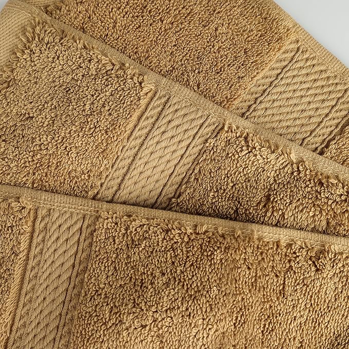 BNM Egyptian Cotton Heavyweight Towels, Ideal For Bathroom, Shower, Spa, Hotel, 800 GSM, Face/ Washcloths, Hand Towels, Bath Towels, Highly-Absorbent, Luxury Home Basics, 9 Piece Towel Set, Toast