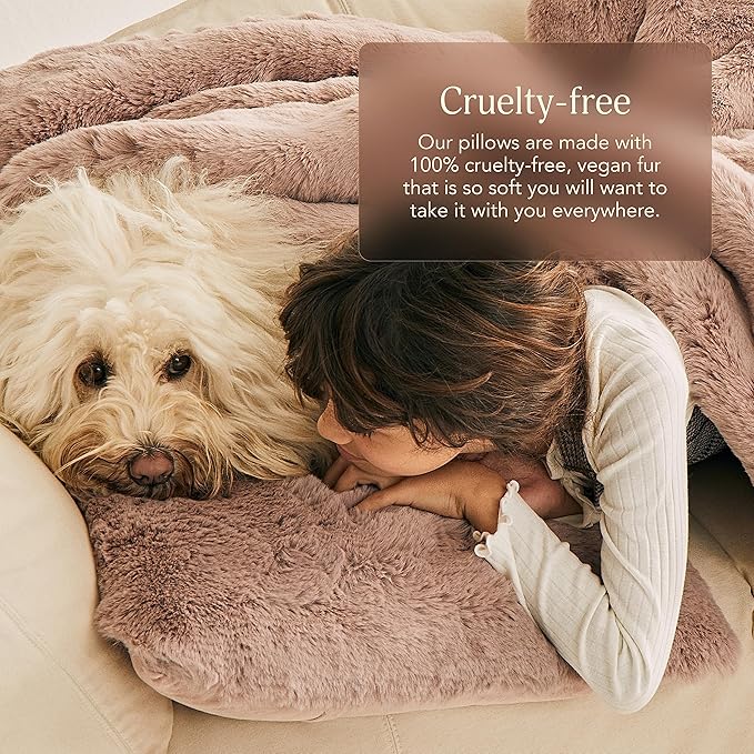 UnHide Squish Lumbar Pillow - Faux Fur Pillow - Extra Soft Throw Pillow - Rectangular Shaped, Polyester Fill - Machine Washable - Perfect for Living Room Or Bedroom - 10” x 18” - Charcoal Charlie