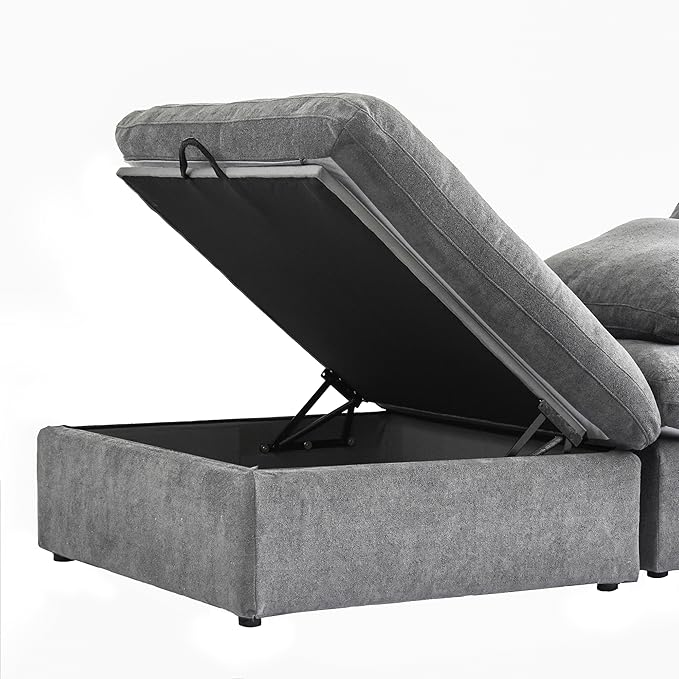 Cloud Modular Sectional Sofa Couch,160.6" U Shaped Convertible Couches with Storage Ottoman for Living Room,Minimalist Deep Sofa Couches,Sofa Covers Washable&Replaceable(Grey)