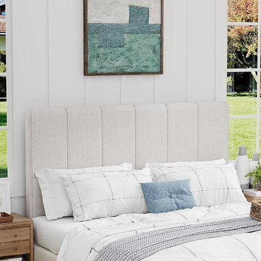 Yongchuang King Headboard Upholstered Headboards for King Size Bed Headboard Panels Adjustable Height Grayish White Linen Head Board