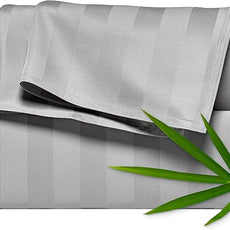 Pure Bamboo Twin Sheets, Genuine 100% Organic Viscose Derived from Bamboo Bed Sheet Set, Luxuriously Soft & Cooling, Double Stitching, 2 Year Quality Promise (Twin, Jacquard Silver)